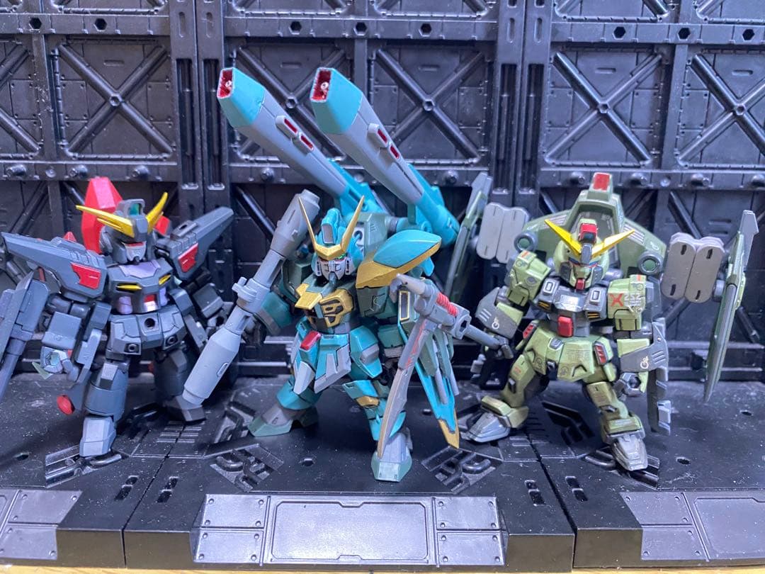 モビルスーツアンサンブル　EX30 連合のブーステッドマンセット塗装途中