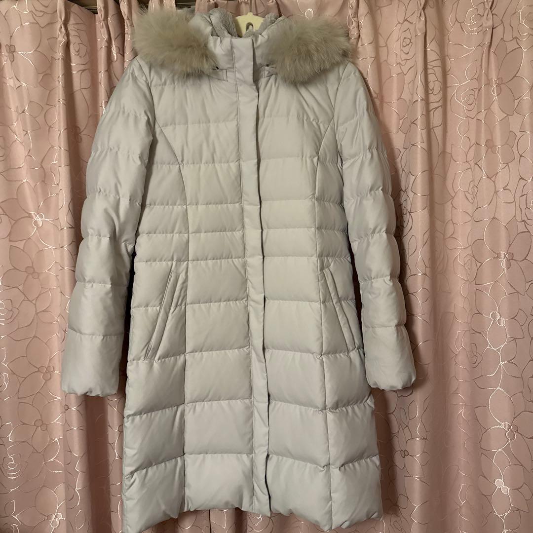 LA7814 INDIVI インディヴィ ファー付きロングダウンコート グレーM