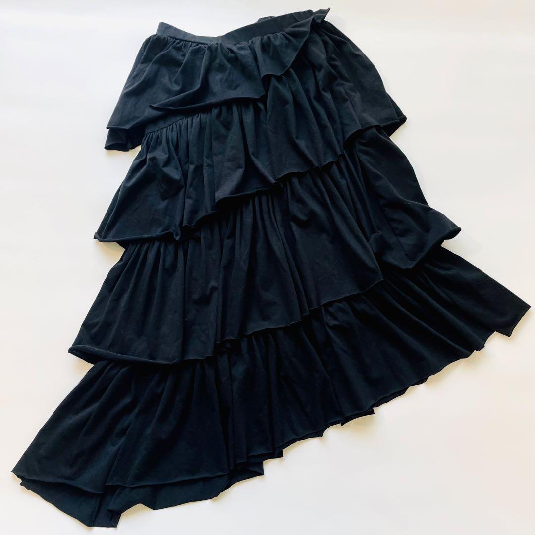 リムアーク RIM.ARK ティアードスカート アシンメトリー ブラック