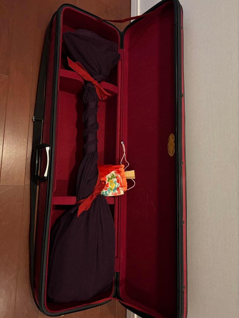 長唄 三味線 お稽古用 本体＋付属品一式 ケース付 皮破れ有