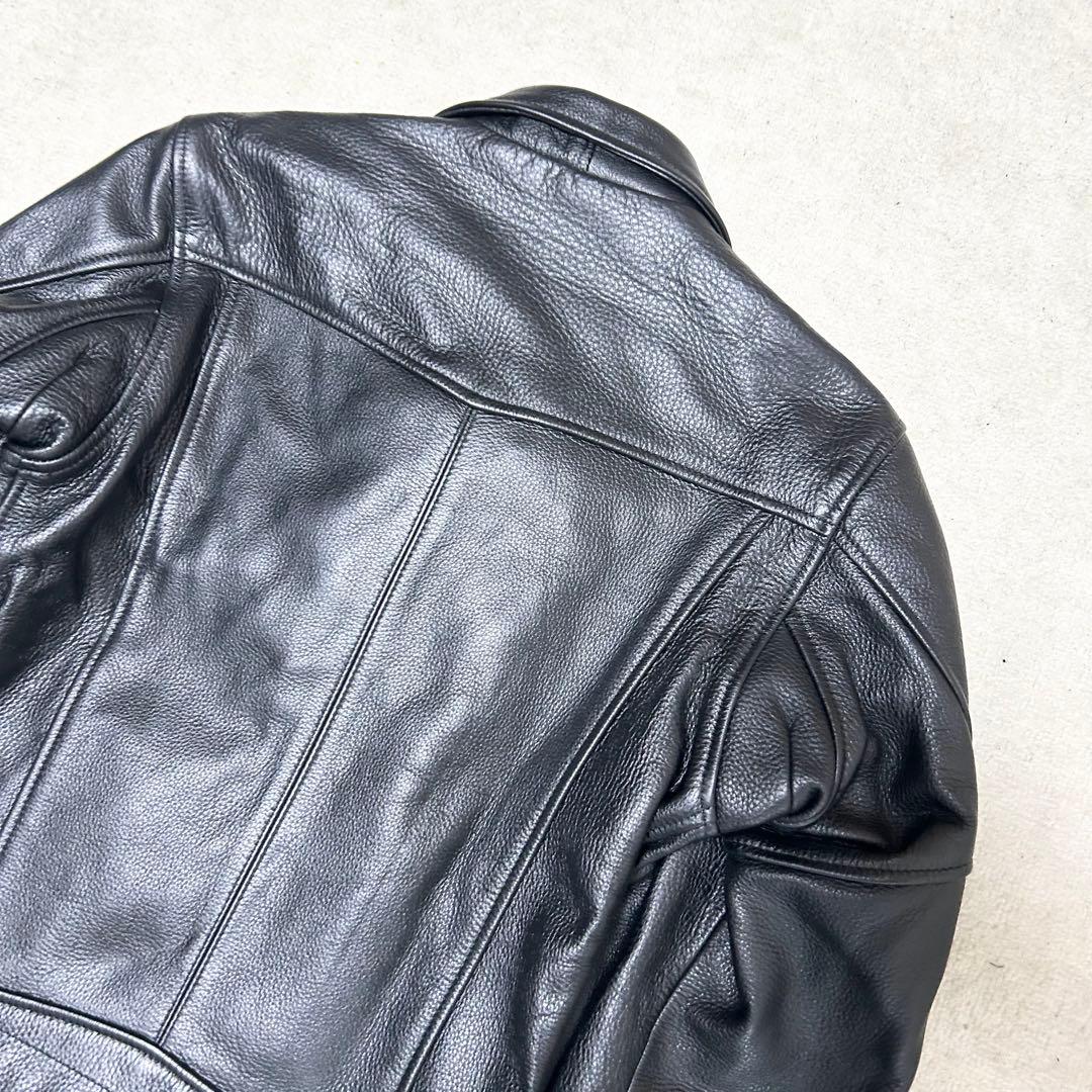 極美品 MET'Z ダブルライダースジャケット カウレザー 牛革 黒
