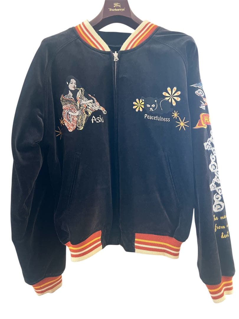 別珍　希少　ピークドイエロー　総刺繍スカジャン