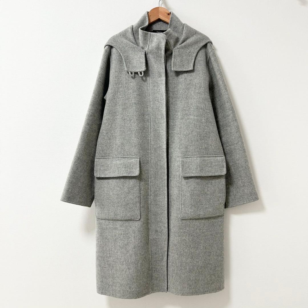 Theory カシミヤ混ダッフルコート ダブルフェイス グレー　S