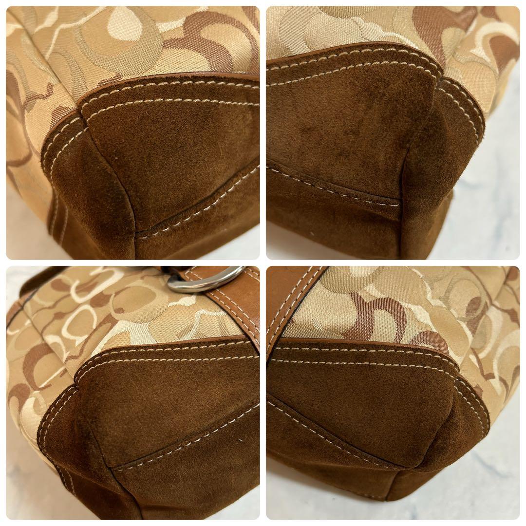 美品 コーチ ハンドバッグ シグネチャー チャーム付 レザー本革 ターン