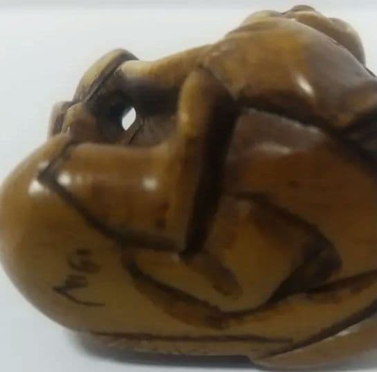 江戸根付 骨董 2種 天然素材 在銘