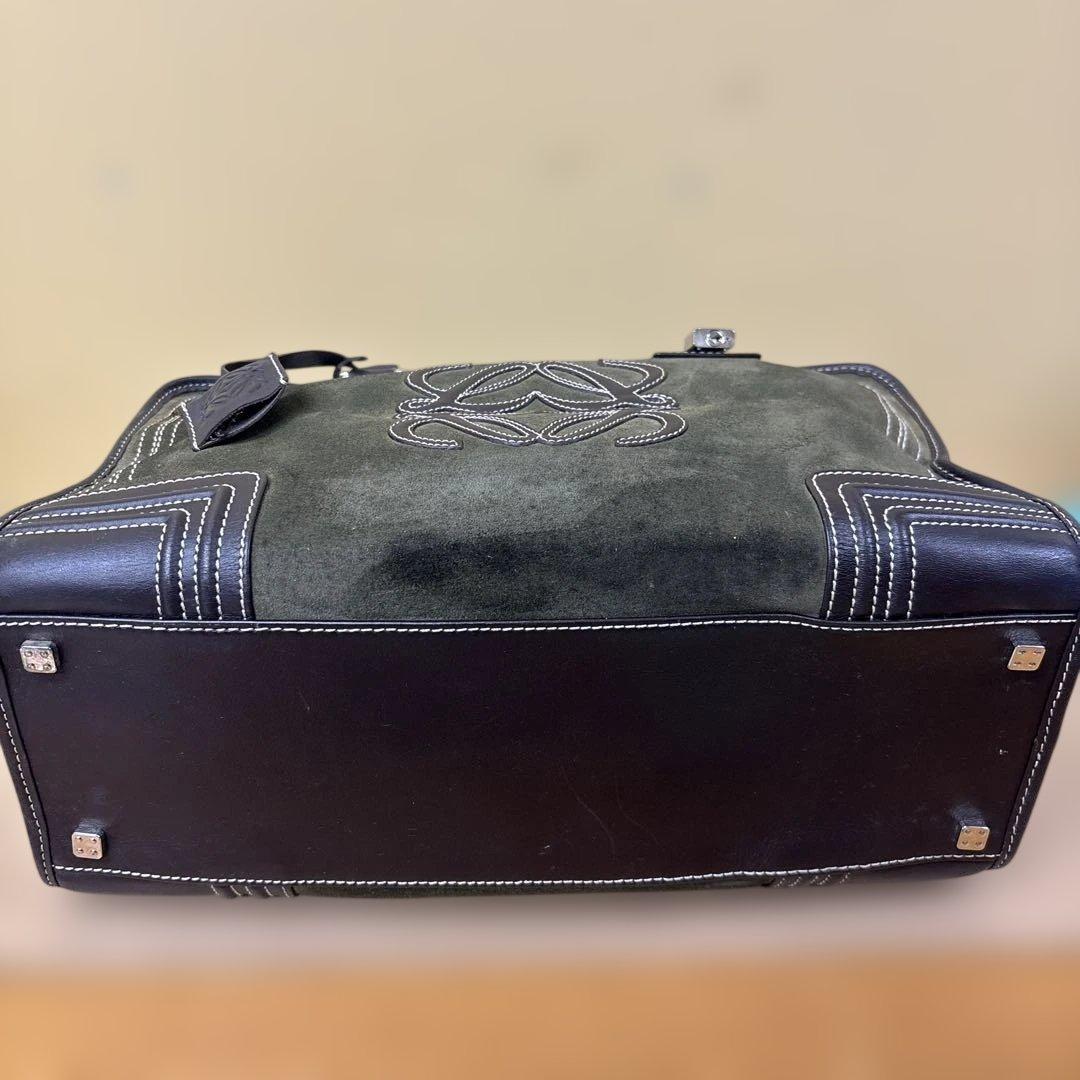 LOEWE アマソナ ミニボストン スエード カーキブラウン系