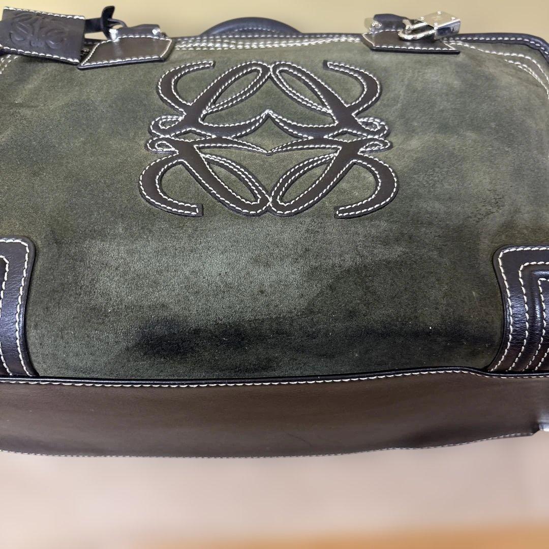 LOEWE アマソナ ミニボストン スエード カーキブラウン系