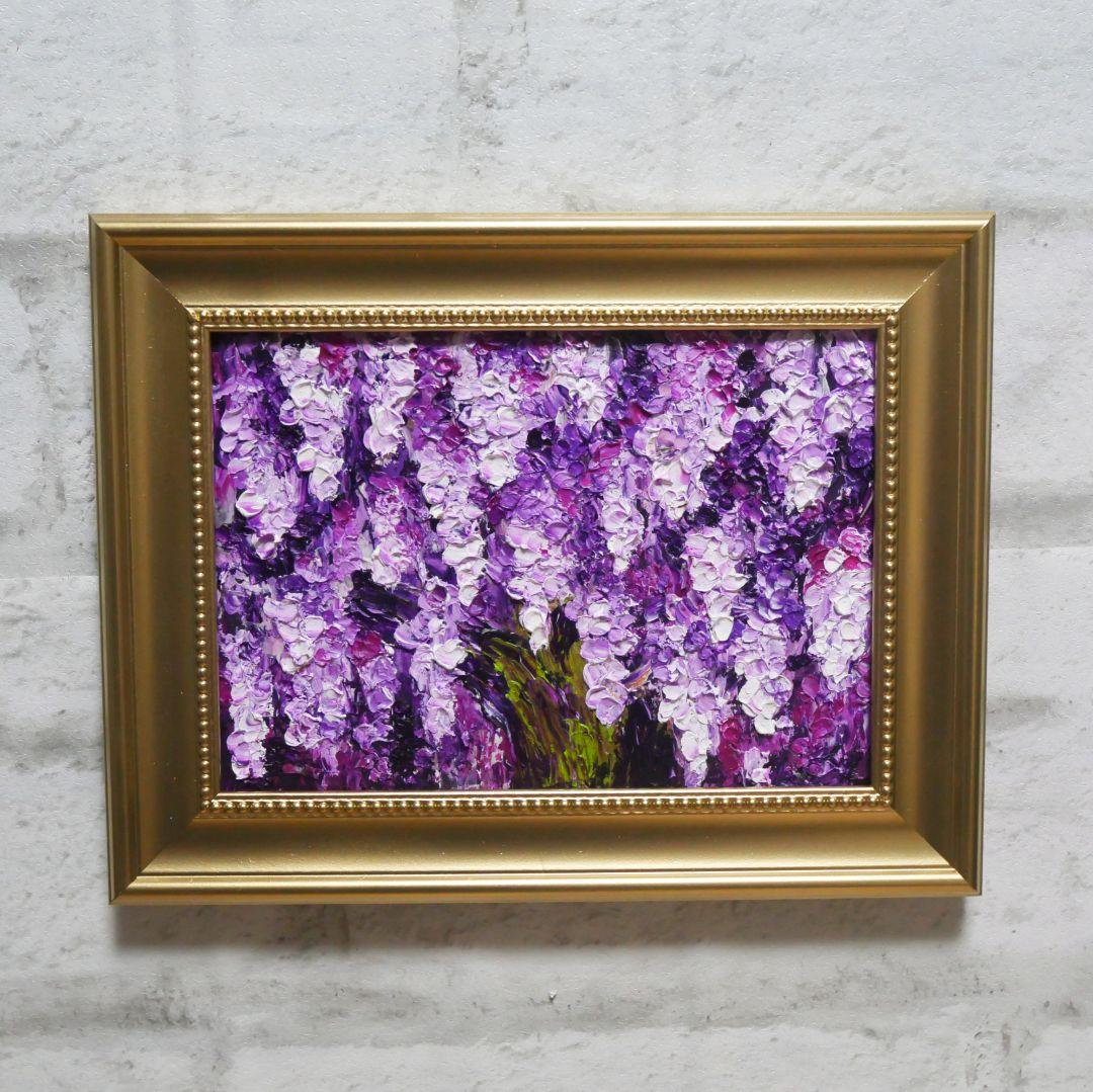 油絵 油彩 油彩画 絵 絵画 ミニ絵画【藤の花】 油絵 油彩 油彩画 絵 絵画 【流れ咲く藤の花】 | HIROSHI1990