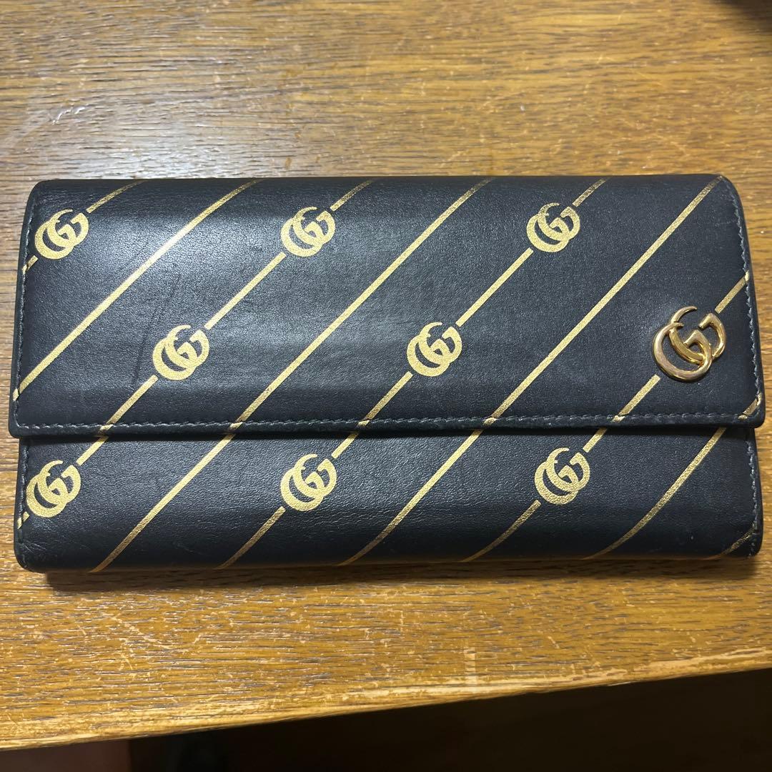 Gucci GGロゴ レザー長財布 ブラック
