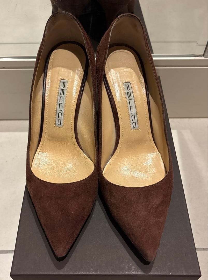 【タイムセール】PELLICO ブラウン スエードパンプス