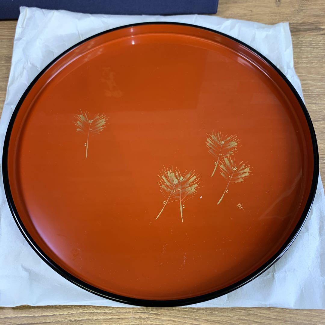 新品未使用 輪島塗 お盆 友田裕次作 堅牢優美 極上本堅地 日本製 漆器