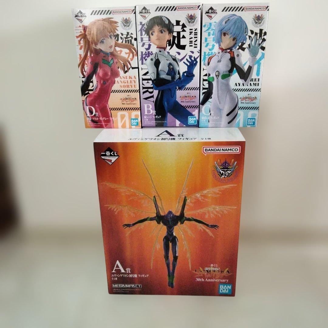 エヴァンゲリオン30周年1番くじA.B.C,D賞フィギュアセット、おまけ付き