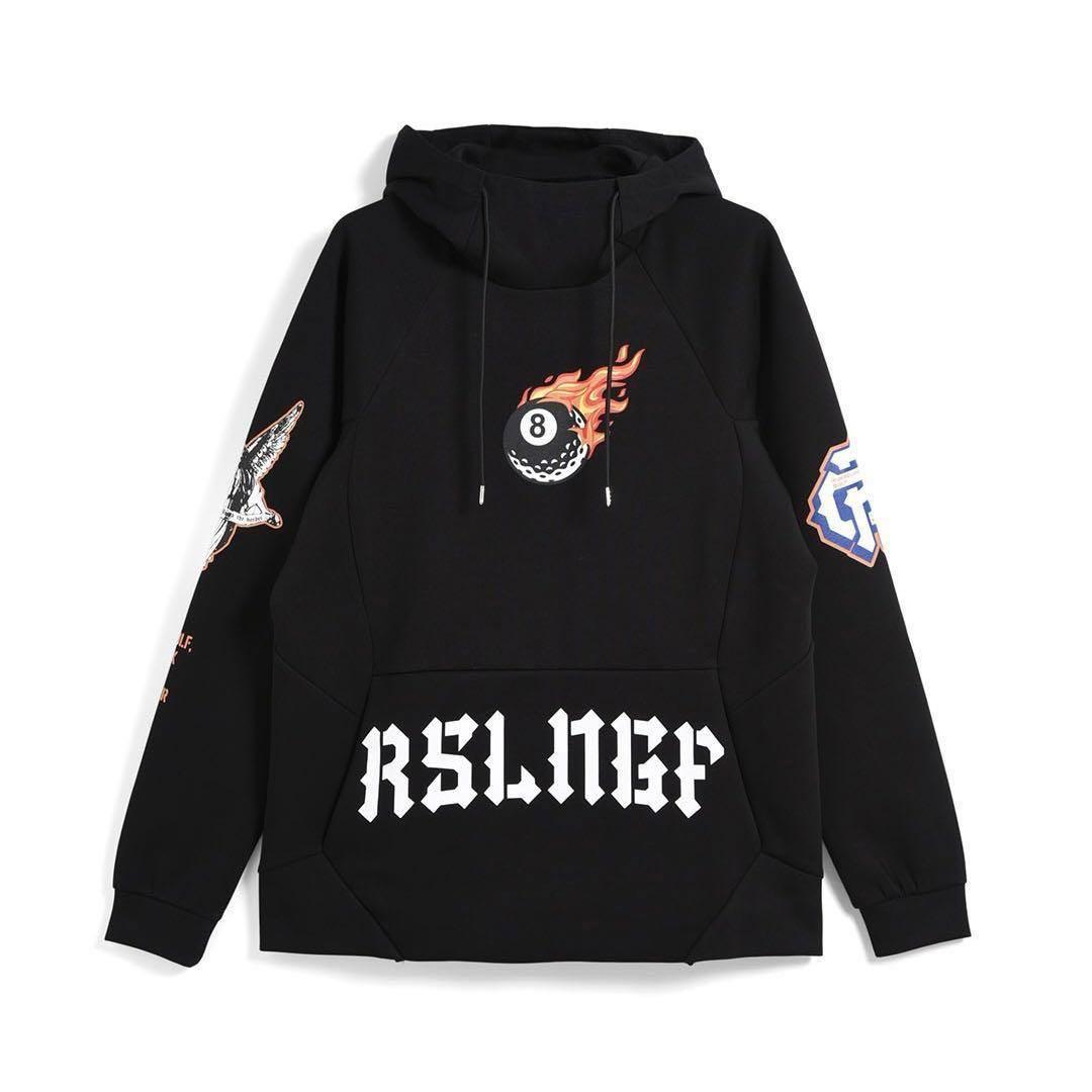 新品 ラッセルノ マスク フーディー マルチロゴ ブラック ゴルフ L