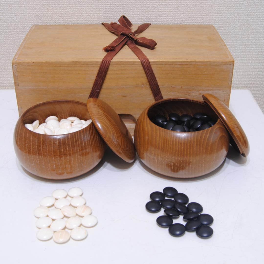 蛤 碁石 34号ハマグリ ハマグリ 那智黒 囲碁 碁笥 欅 ケヤキ