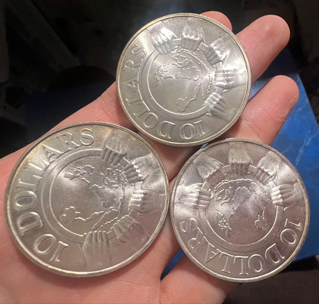 シンガポール　銀貨　未使用　外国　まとめ買い歓迎　本物保証