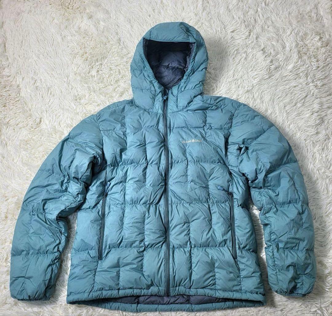 レアカラー》モンベル ネージュダウンパーカ ドローコード ブルー