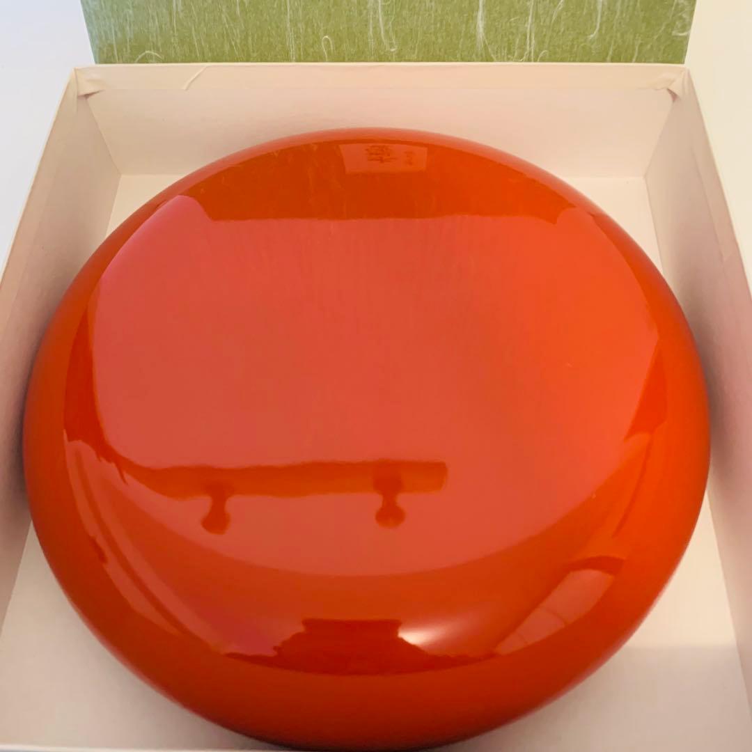 本うるし塗り 木製漆器 オレンジ色 漆器製丸型椀 箱付き ぬりものの栞