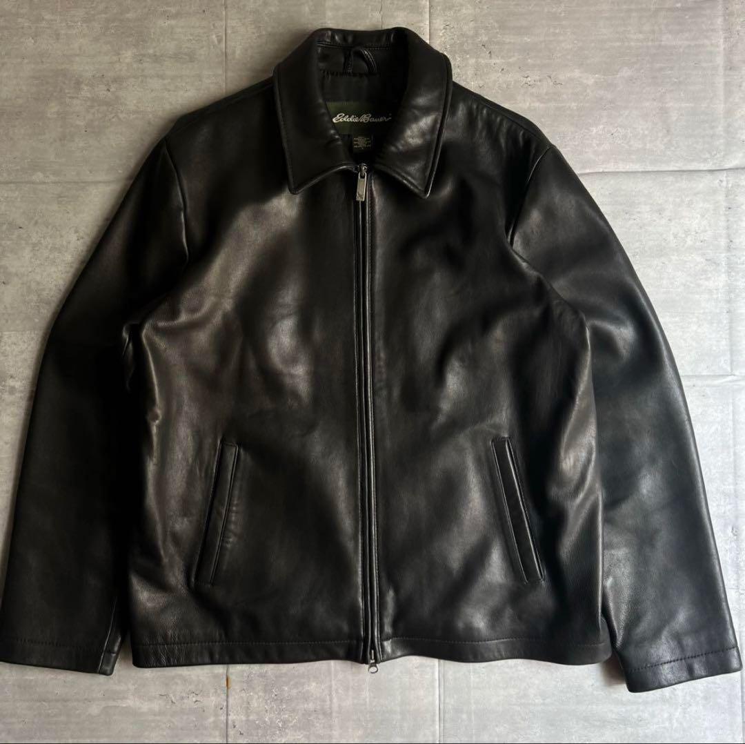 【10月5日出品終了】Eddie Bauer 00s ラムレザージャケット 00s Eddie Bauer エディ・バウアー ラムレザー ジャケット 本革 革