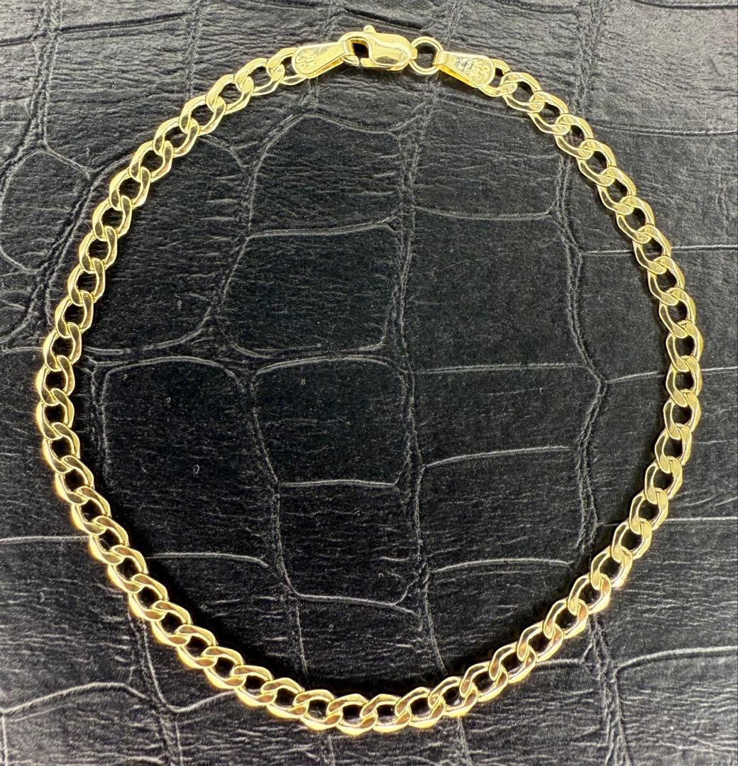 14K キューバンリンク ブレスレット 19cm 3.5mm