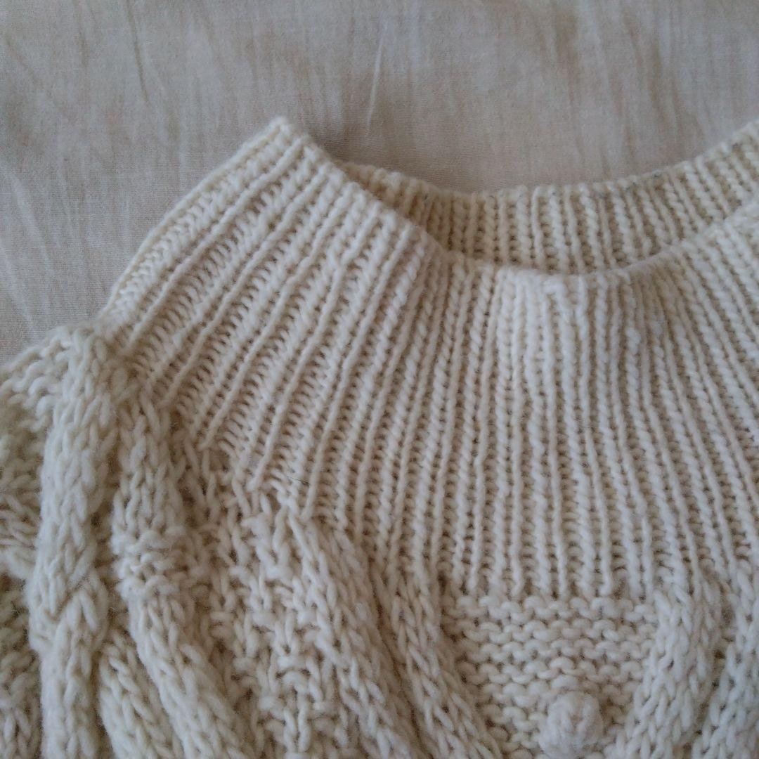 かぐれ 柄編みタートルネックプルオーバー アイボリー ケーブルニット