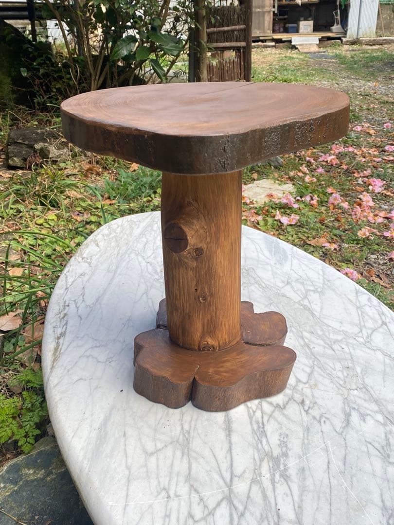 木製 自然形状 テーブル 観葉植物スタンド スツール