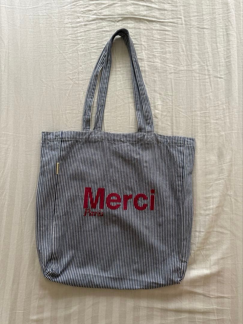 メルシー トート Merci Paris ストライプ トートバッグ - メルカリ