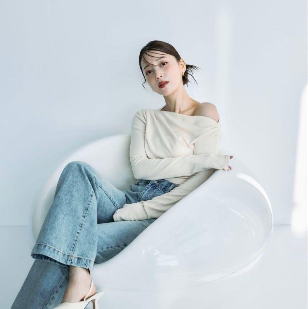 polaura ポローラ アシンメトリードレープロングスリーブトップス