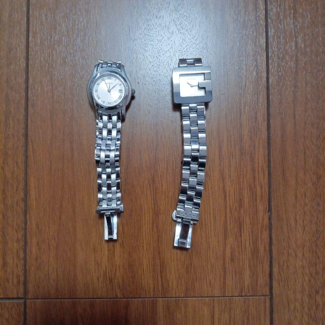 GUCCI ブレスレット型腕時計 シルバー　2本組