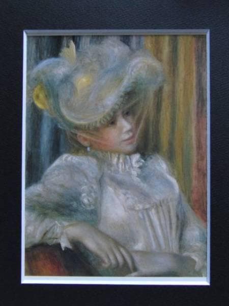 ルノワール 、【帽子の女】、希少画集画、新品高級額・額装付、状態