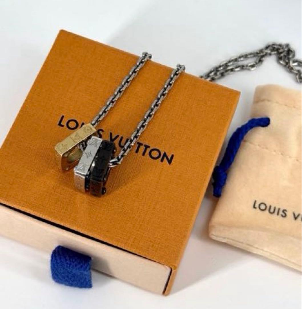 LOUIS VUITTON チェーンネックレス ゴールド ブラック