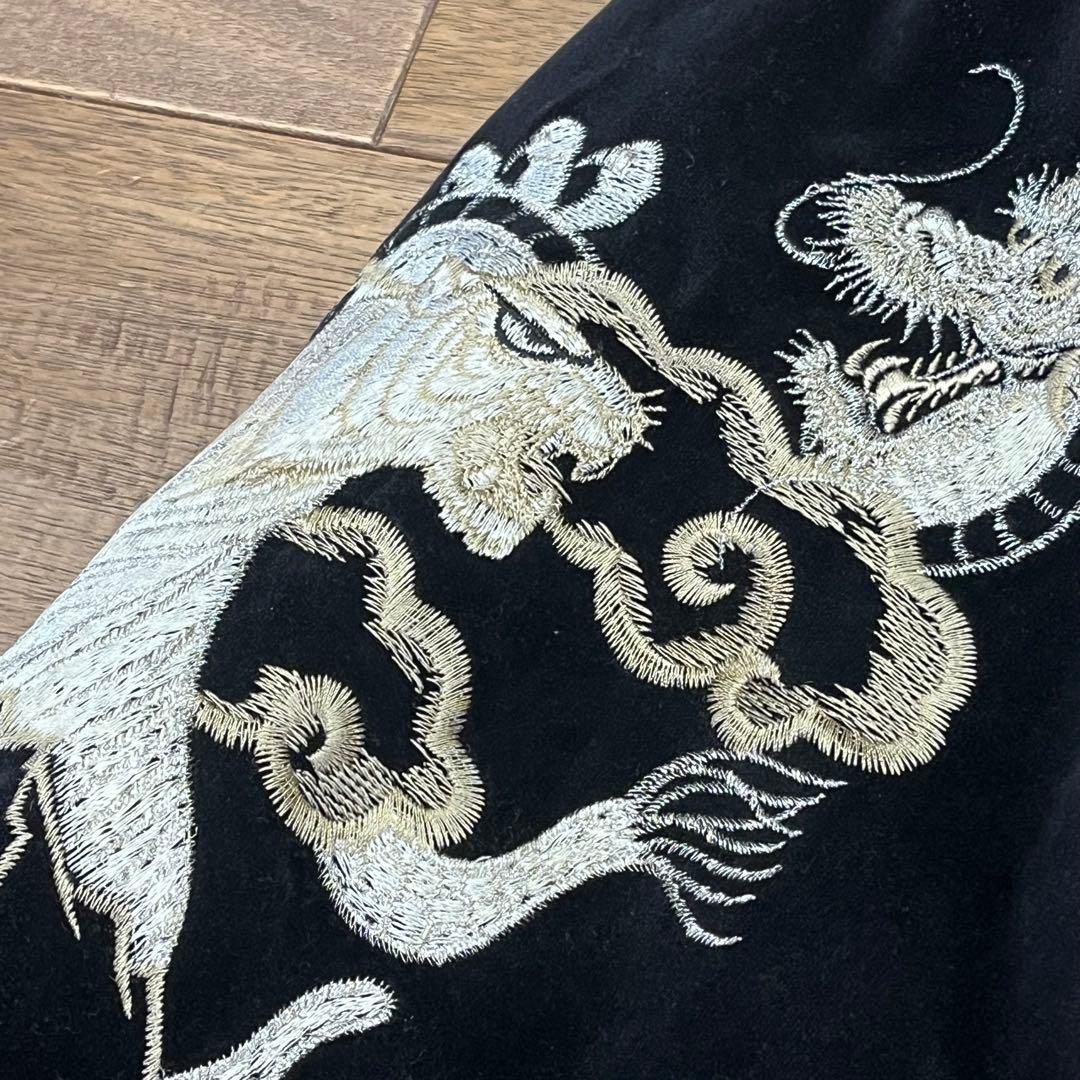 星姫hoshihime スカジャン 龍虎 黒 別珍 サイズフリースカジャン