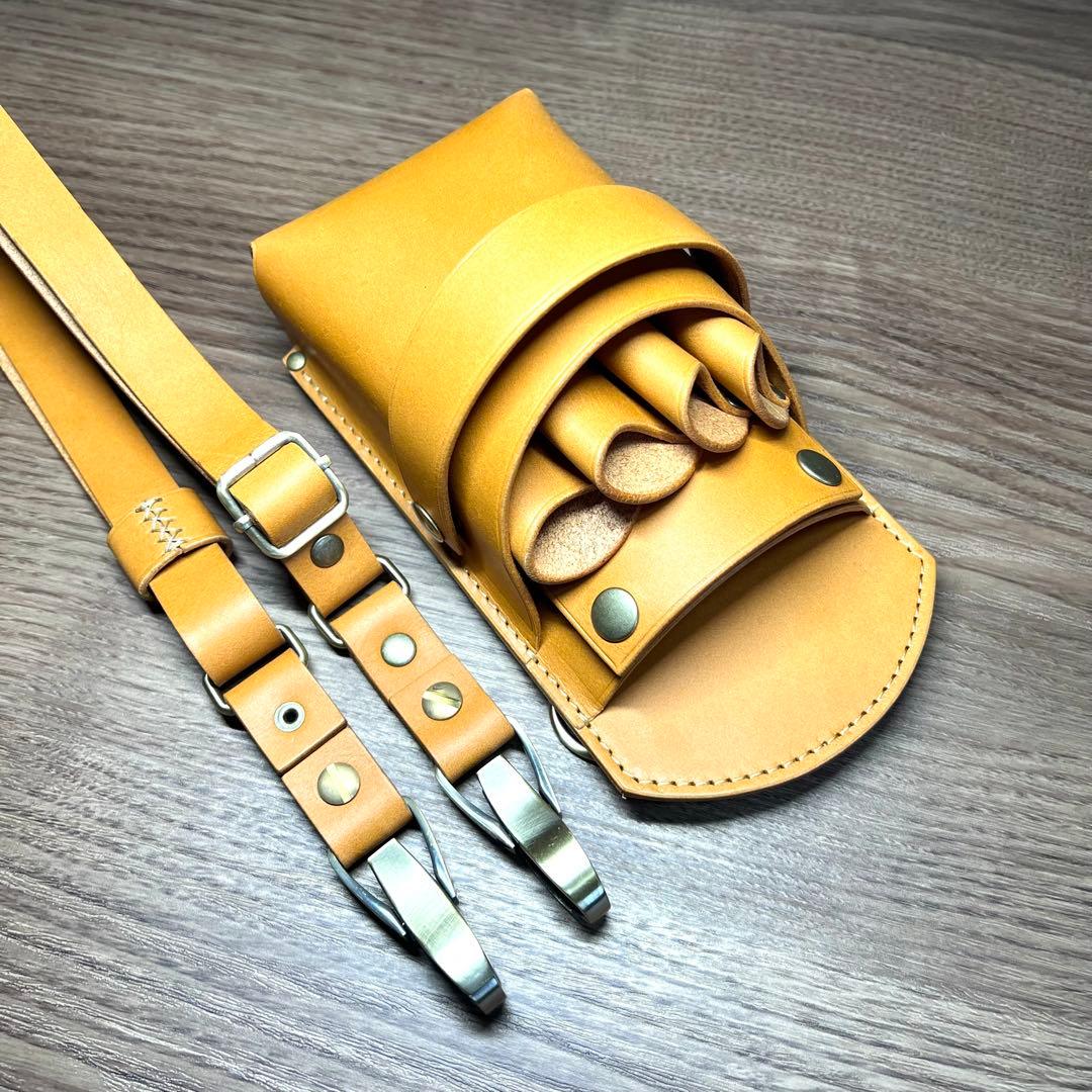 4丁差し　シザーケース コンパクトサイズ　ライトキャメル