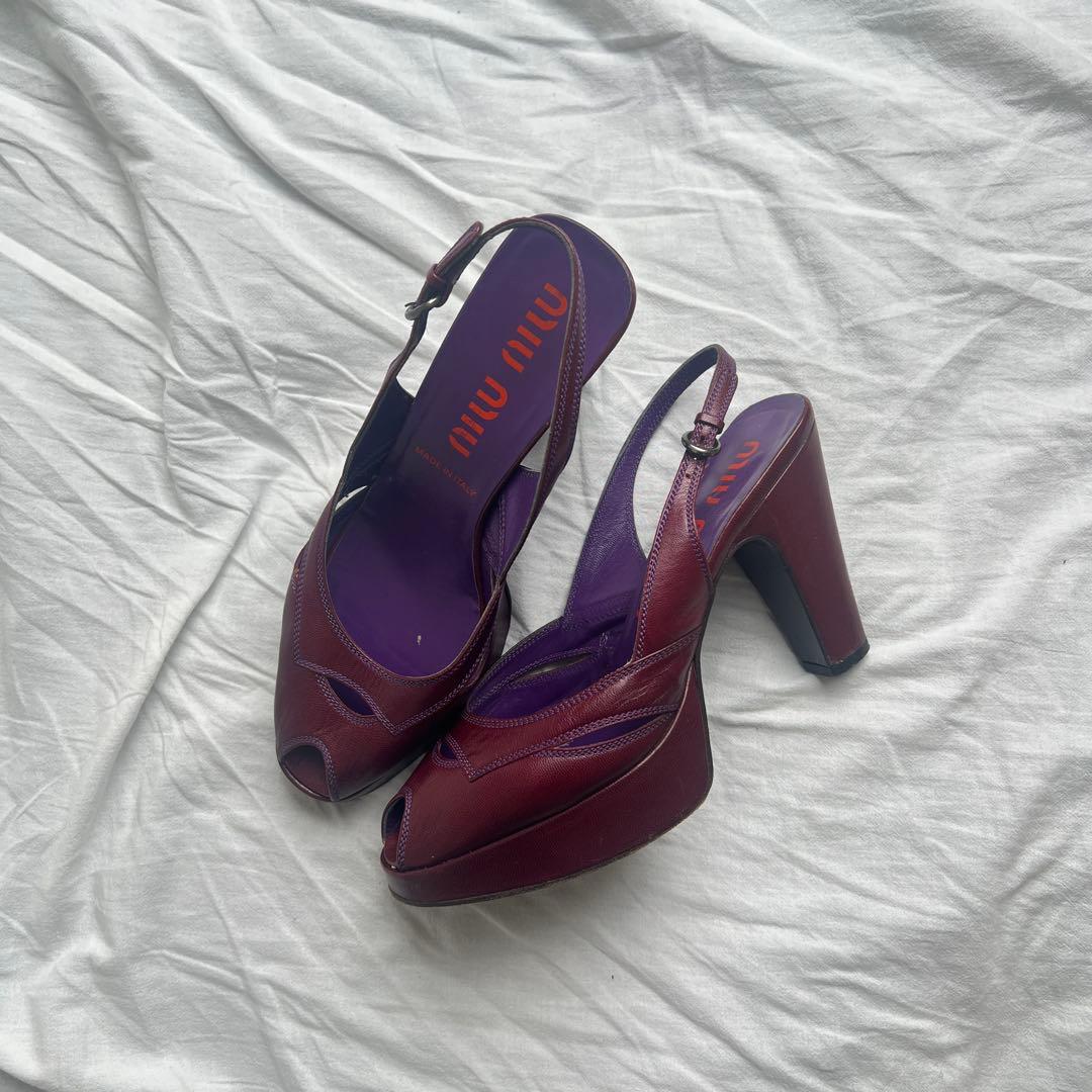 靴 Archive miu miu leather heels purple