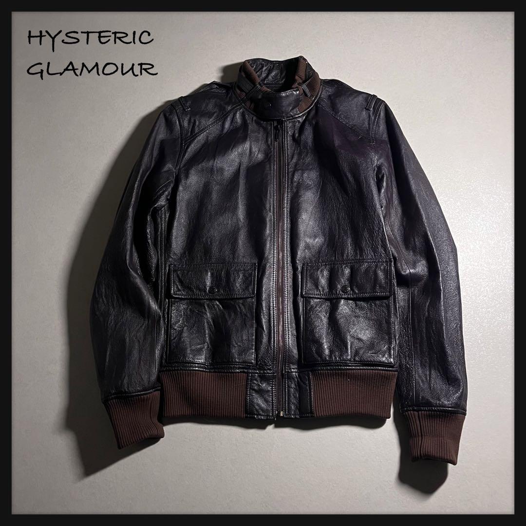 【ヒステリックグラマー】レザージャケット ライダース フライトジャケット L ヒステリックグラマー レザージャケット 本革 ブルゾン ライダース