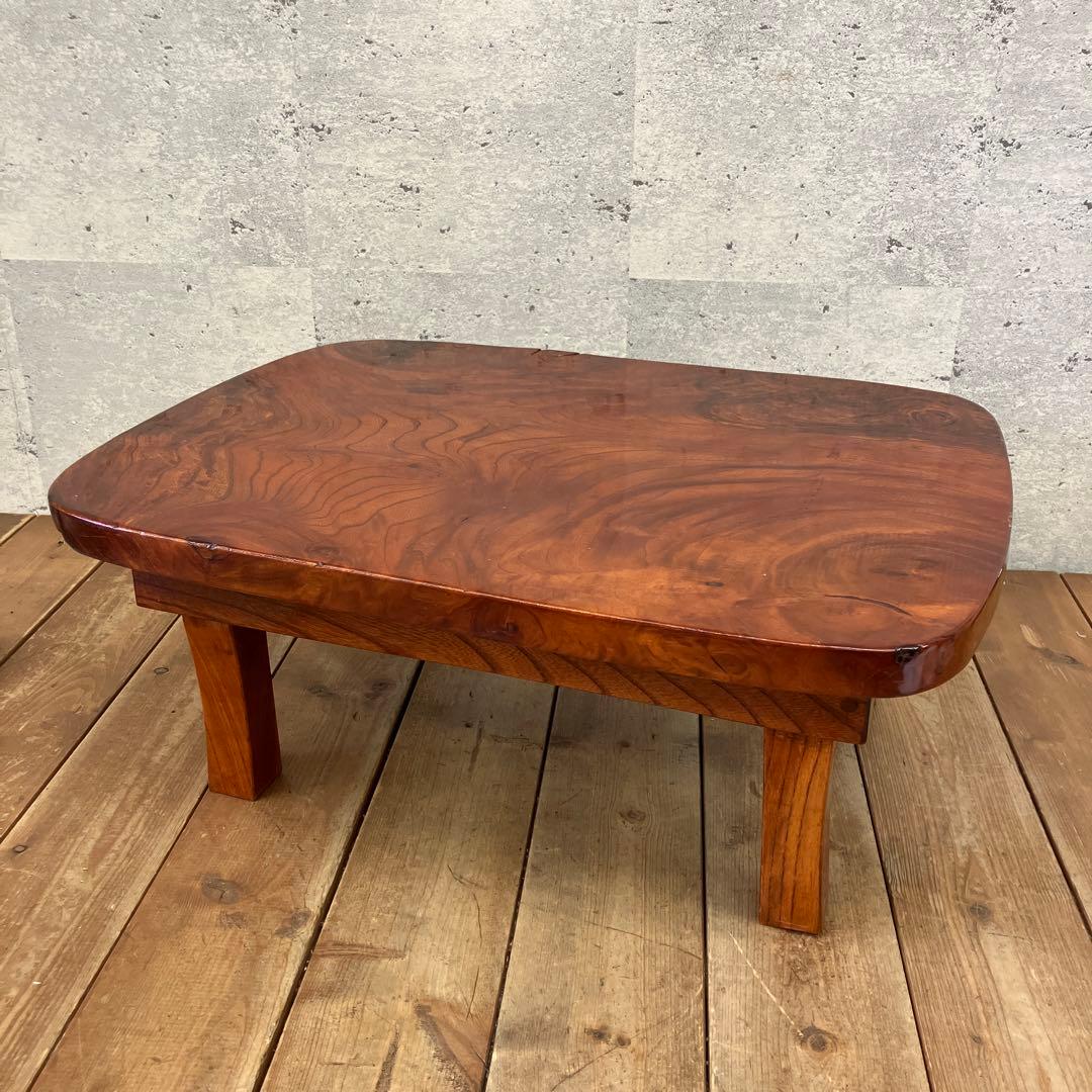 昭和レトロ 木製 一枚板 折りたたみ式 座卓 ちゃぶ台 ミニテーブル ミニ台