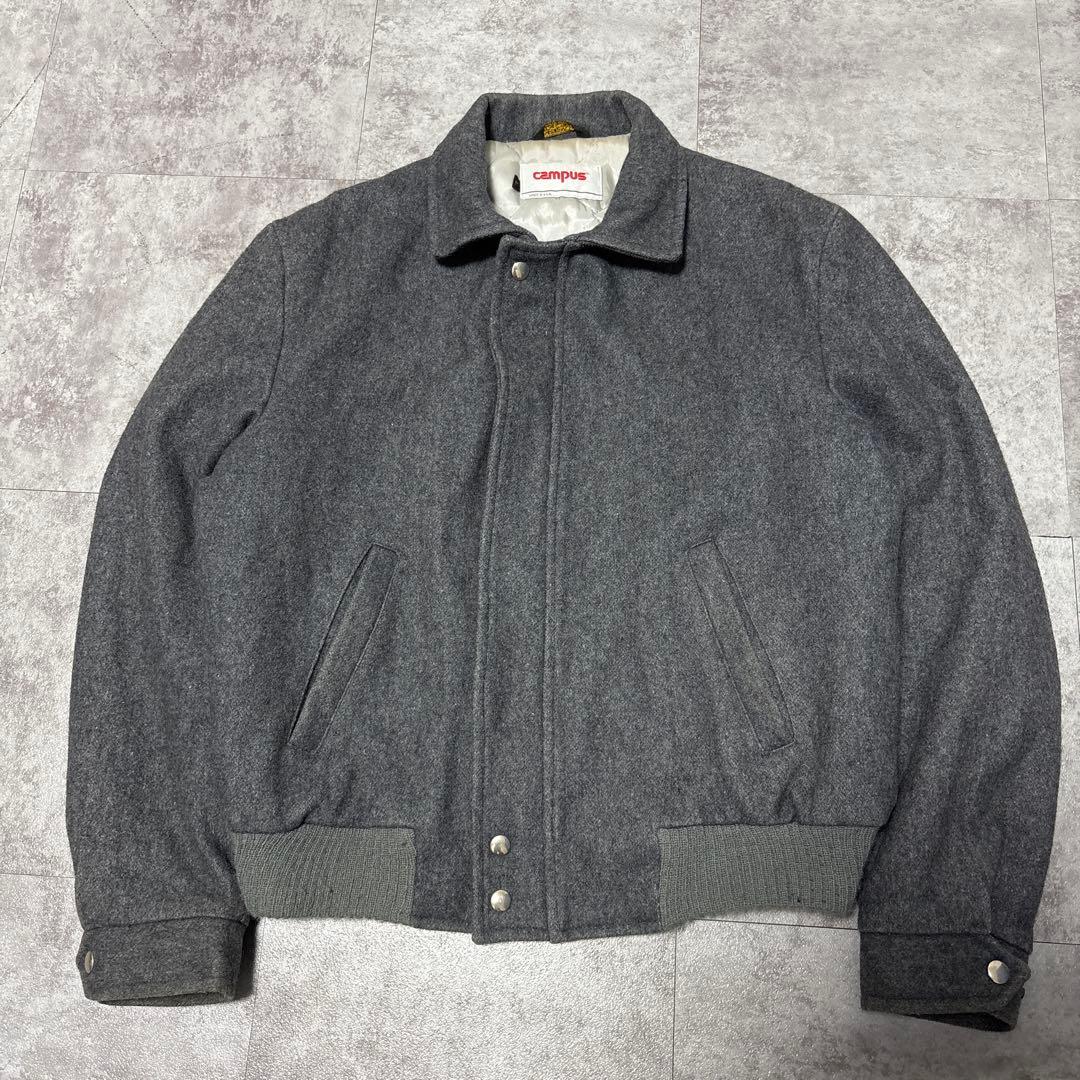 80s vtg campus USA製　wool bomber jacket
