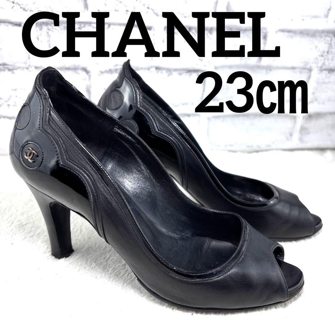 CHANEL シャネル　パンプス　カーフ＆エナメル　ブラック36C（23㎝）