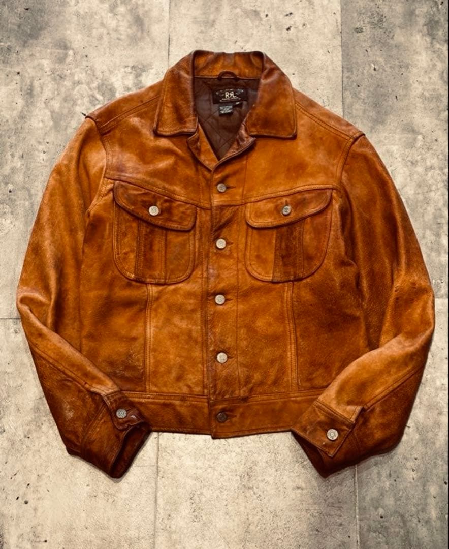 RRL ★★★三ツ星　LEATHER JACKETダブルアールエル　レザ M
