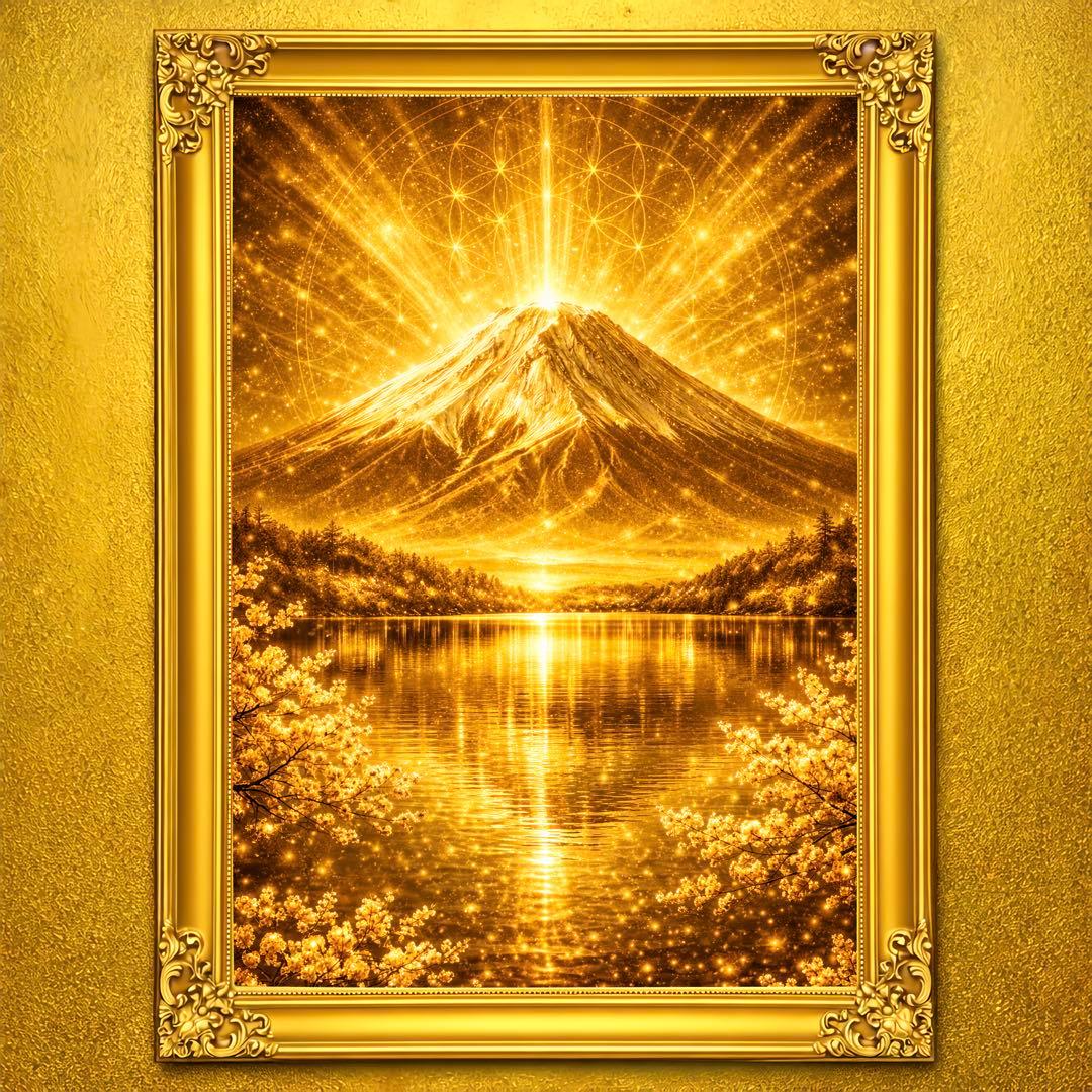 富士山瑞光金耀 縁起物 金運アップ スピリチュアル 開運アート 宝くじ