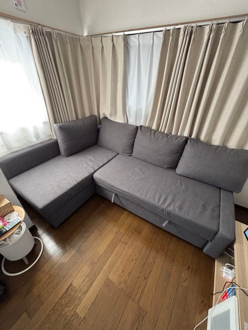★【引取限定】L字型ソファベッド IKEA フリーヘーテン 収納付き