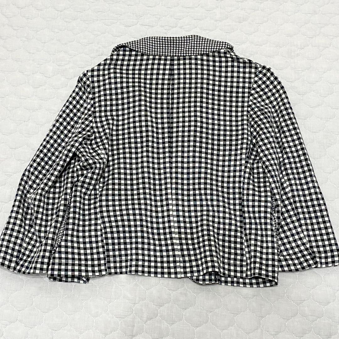 AD2009 トリココムデギャルソン 丸襟ジャケット ギンガムチェック 白黒