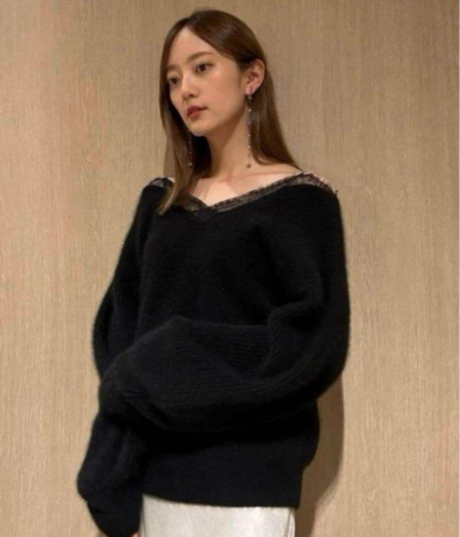 【完売レア】レーストリムラクーンニット FRAY I.D FRAY I.D（フレイアイディー）の「レーストリムラクーンニット（ニット