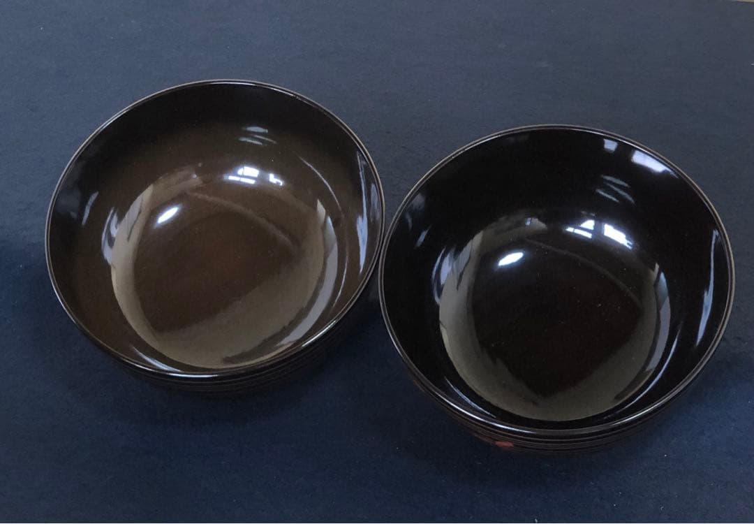 《レ》懐石 黒塗 金線模様 吸物椀6客 克己作 木製漆器 共箱 260128く2