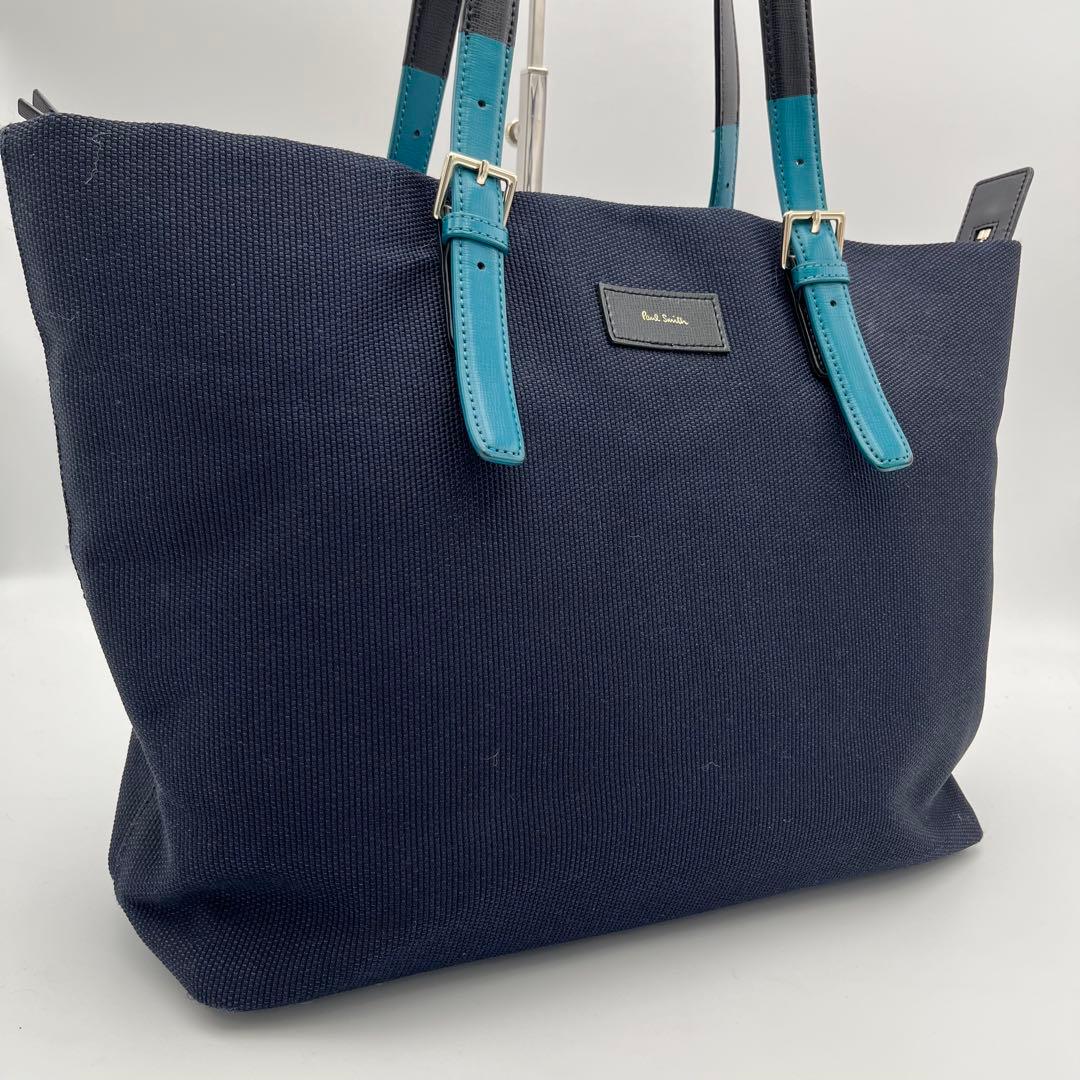 美品 ポールスミス カラードチップ A4◎ トートバッグ キャンバス ネイビー