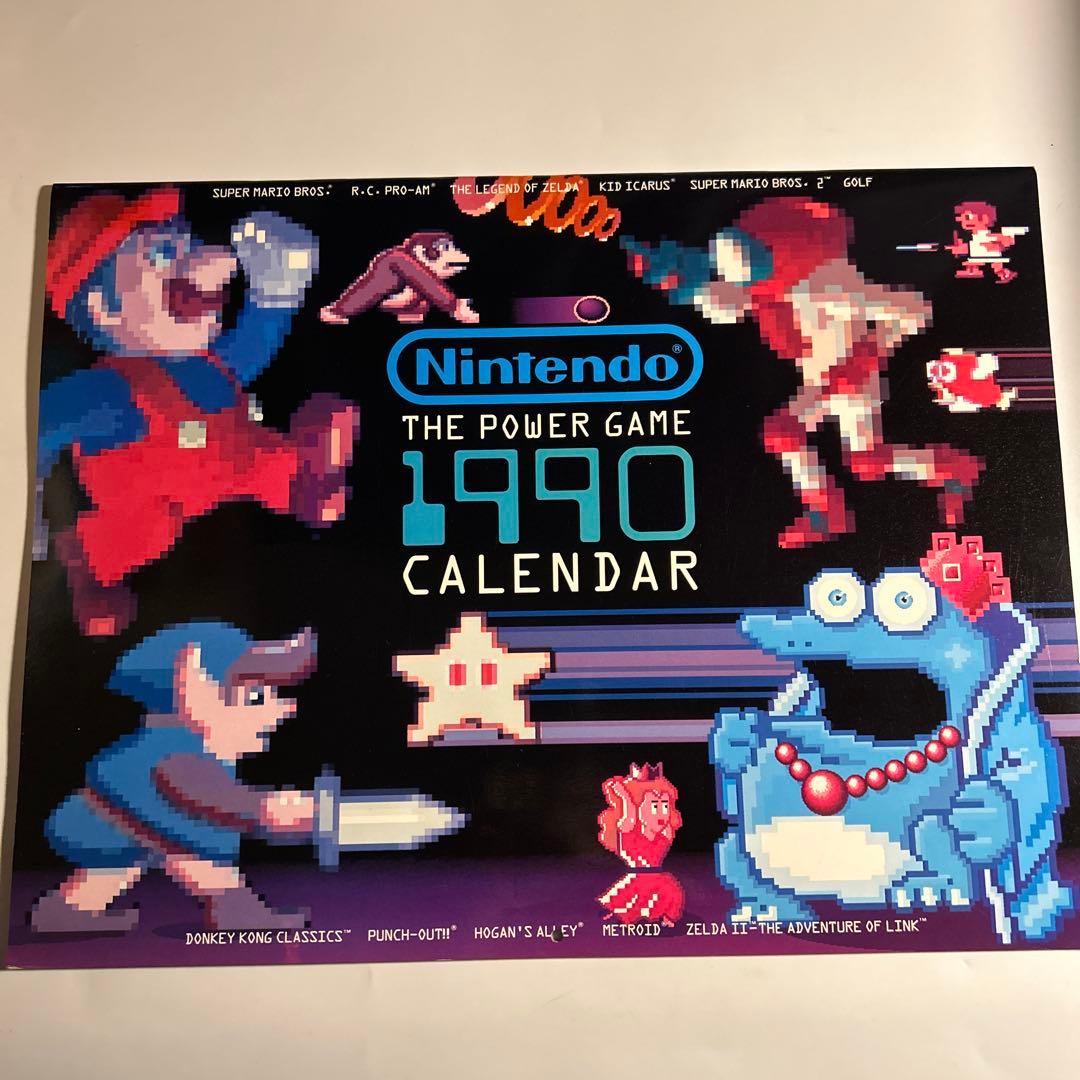 「任天堂1990カレンダー」スーパーマリオ　ゼルダの伝説　メトロイドパルテナの鏡 Vintage Nintendo The Power Game 1990 Calendar Zelda Metroid Super