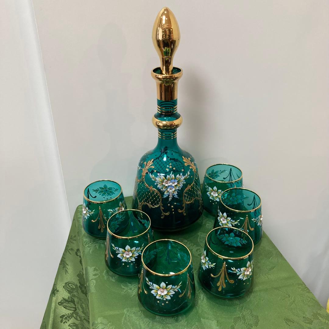 ベネチアンガラス デカンタとグラスセット Amazon | ベネチアングラス ワイン、日本酒 デカンタ+2グラス セット