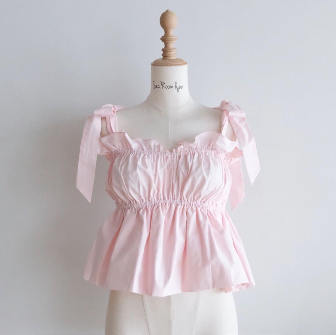 Searoomlynn CottonバルーンRibbonビスチェ シェルピンク