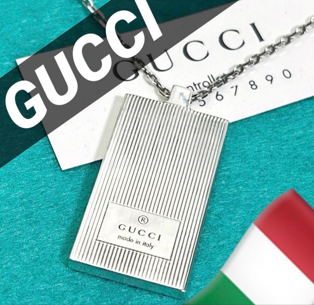 美品　オールドGUCCI ロゴプレートネックレス