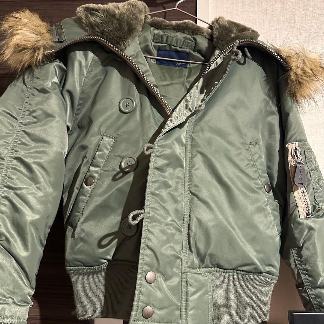 AVIREX ファー付きミリタリージャケット オリーブグリーン