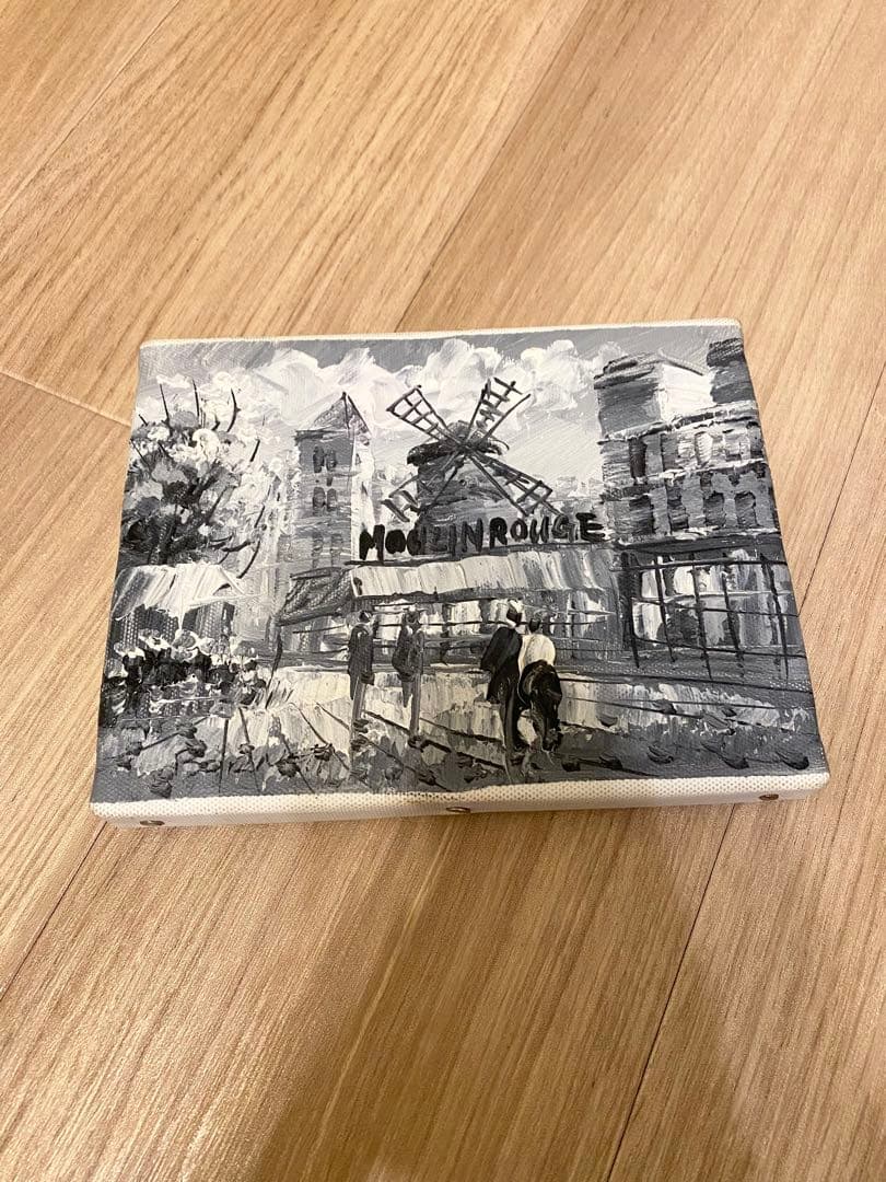 Paris】ムーラン・ルージュ モノクロ風景画 油彩画 風車 - メルカリ